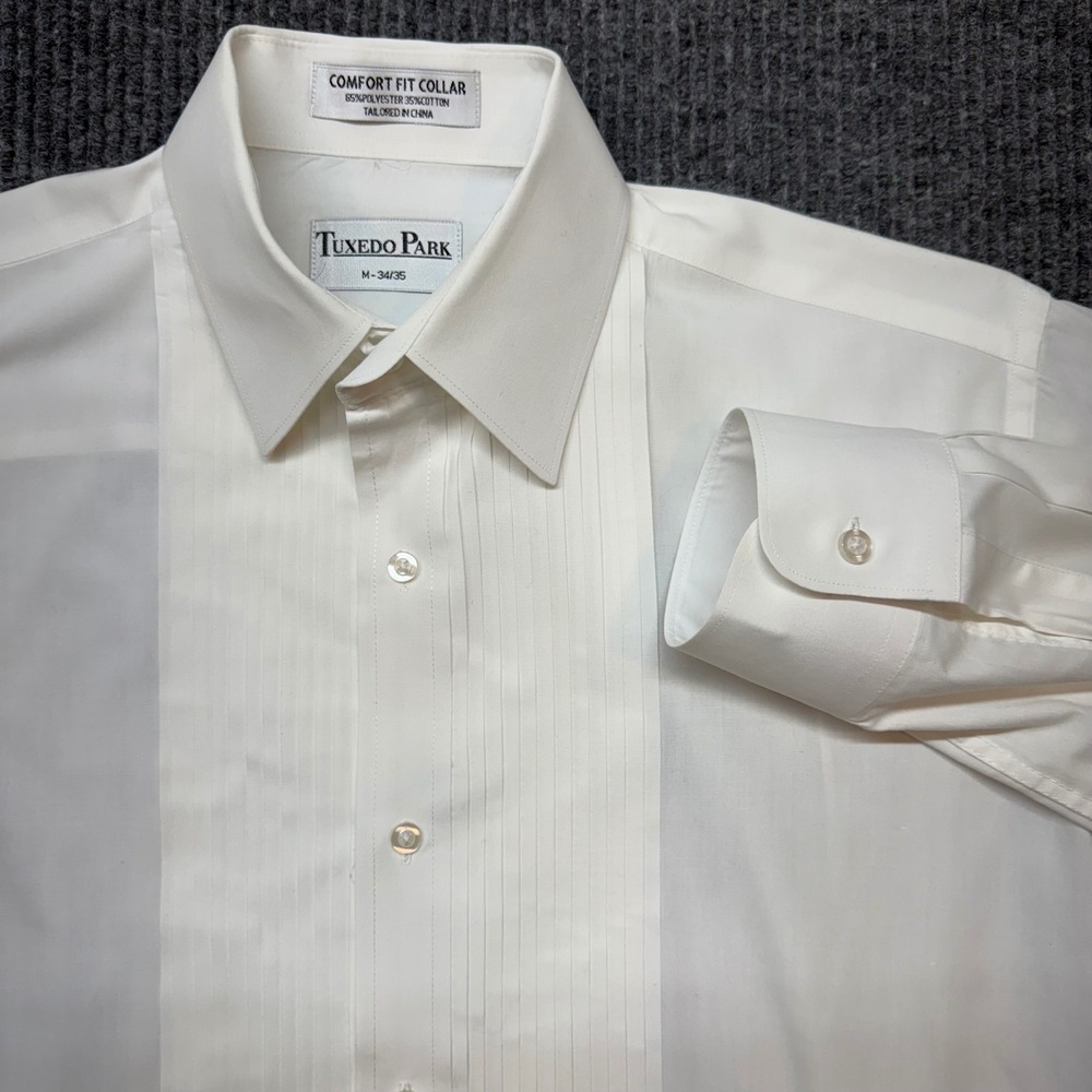 Tuxedo Park Tuxedo Shirt Mens M 34/35 White Wing Tip Pleated Formal Dress